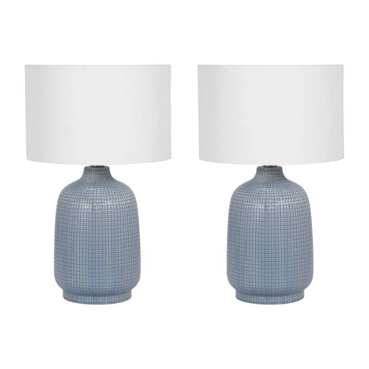 Sagebrook Home - Wholesale Accent/Desk Lamp - Ceramic Linen Shades Table Lamps Set of 2 - Blue, 18 in.3
