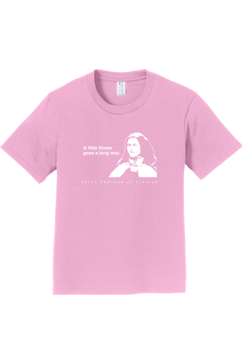 Sock Religious - Wholesale Screen Printed T-Shirt - Kids - A Little Flower Goes a Long Way - St. Thérèse of Lisieux - Youth T-Shirt6