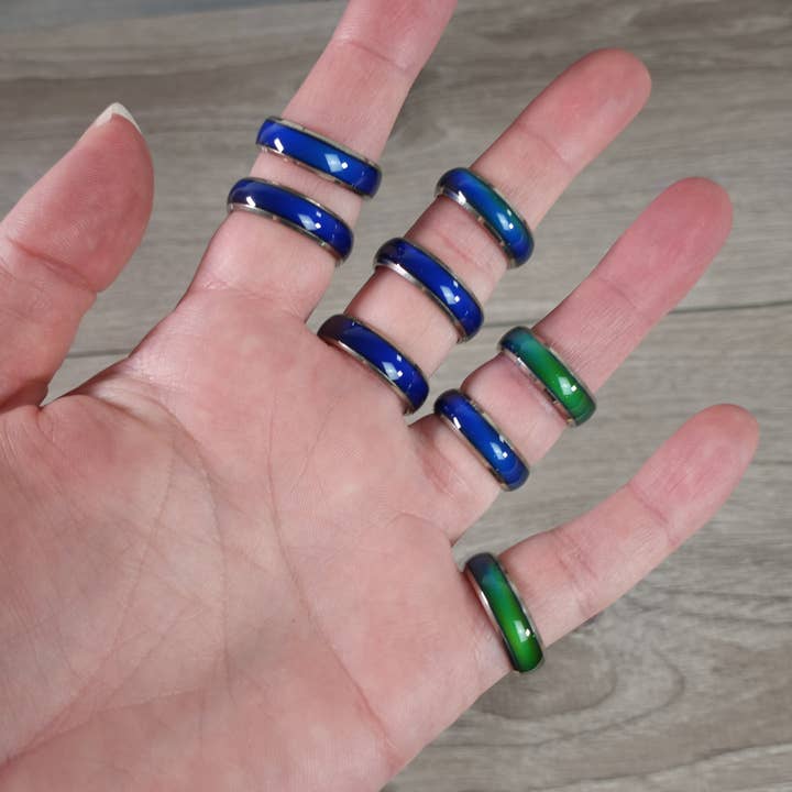 Keystone Crystals - Wholesale Band/Stacked Ring - Stainless Steel Ring Mood Changing3