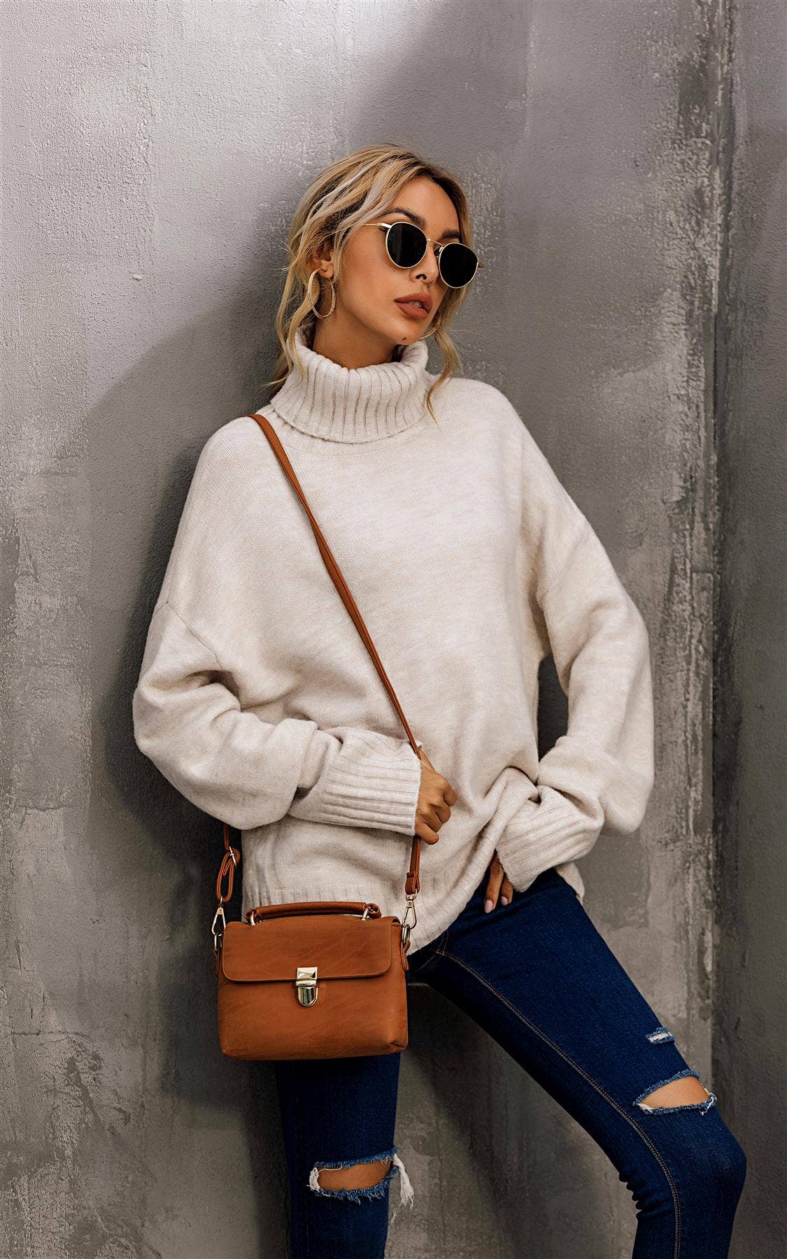 FS Collection (Germany) - Wholesale Knit Sweater - Women's - Jumper Top With High Neck In Cream1