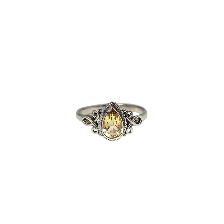 Amberman - Wholesale Single Stone/Solitaire Ring - Faceted Citrine Sterling Silver Ring