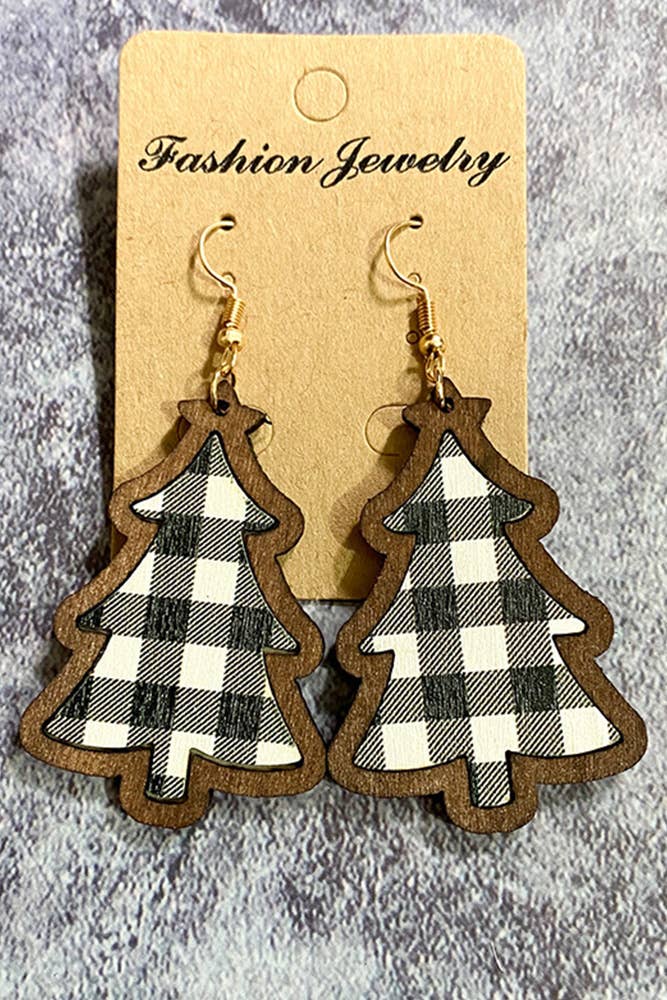 UNISHE - Wholesale Hangende/ronde oorbellen - Geruite kerstboomoorbellen MOQ 5 stuks XC0042