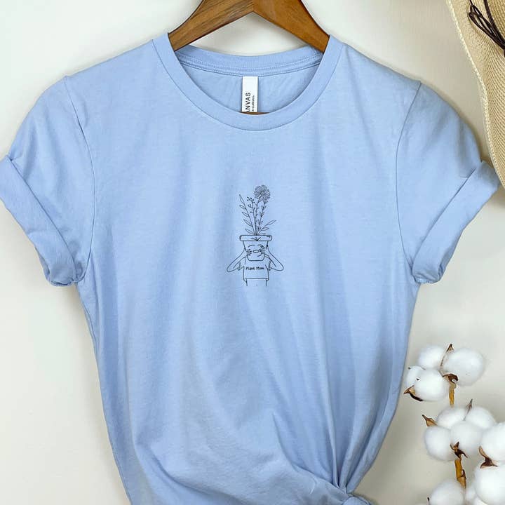 Plant Mom and Blooms T-shirt met print van Bella+Canvas, uniseks voor wholesale door Snow Cactus Station