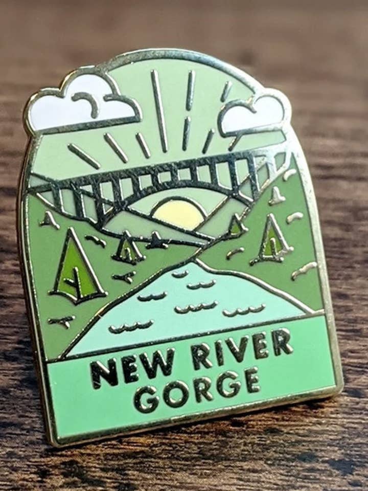 New River Gorge National Park Enamel Pin for wholesale by Hike and Draw