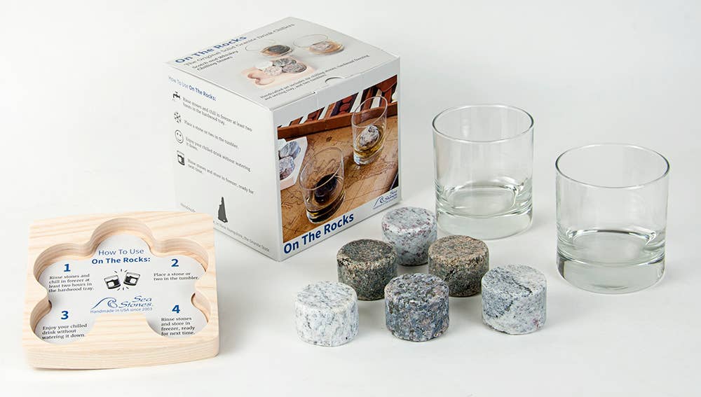 Sea Stones - Wholesale Drink Chilling Cubes - On The Rocks Chillers Set Granite Hardwood Ash & Glass5