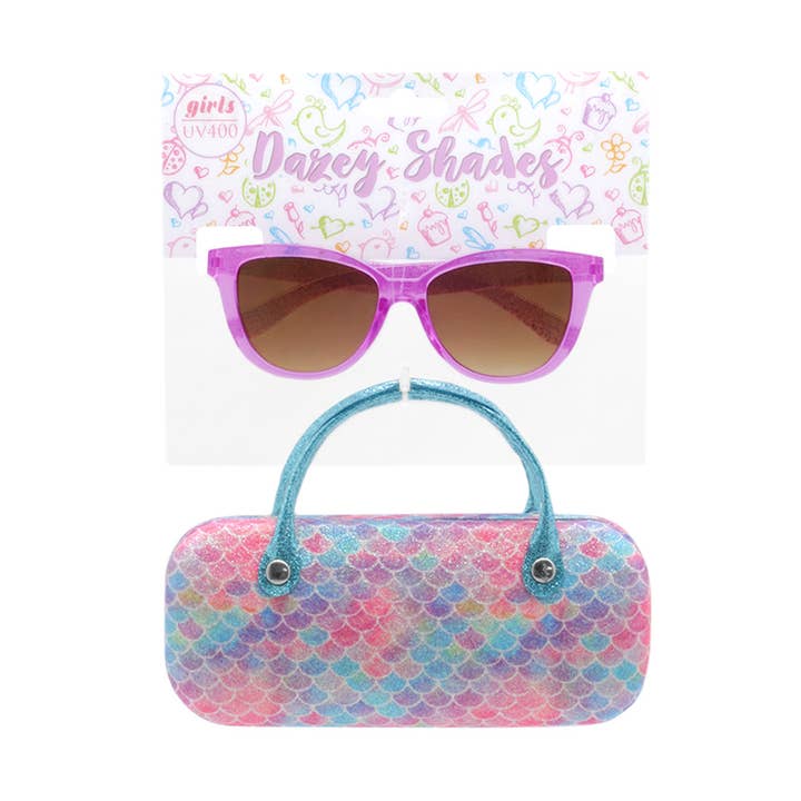 Girls Cat Eye Sunglasses with Matching Sparkle Case! for wholesale by Shark Eyes, Inc