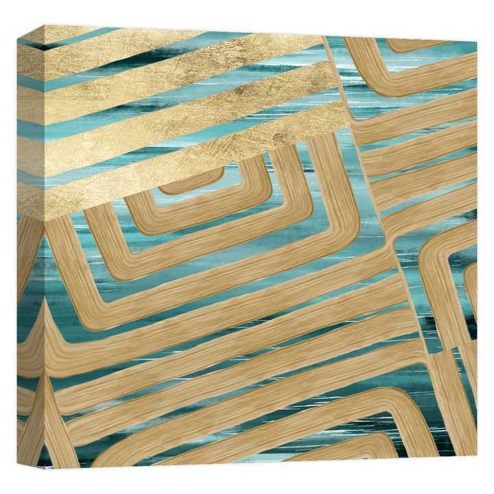 Teal And Gold Watercolor Trace Iii 22'' x 22'' Canvas Wall A for wholesale by PTM Images