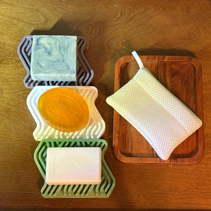 Multi Colored Soap Dish (Grey/Green/White) Premium Silicone Soap Tray for wholesale on Faire3