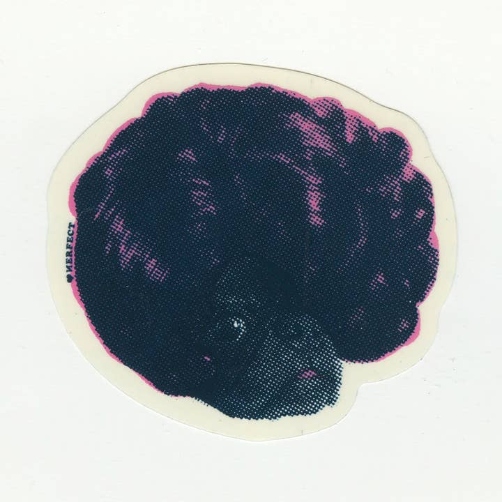 Adesivo con carlino nero con parrucca per la vendita all'ingrosso da parte di Nerfect Artistic Novelties