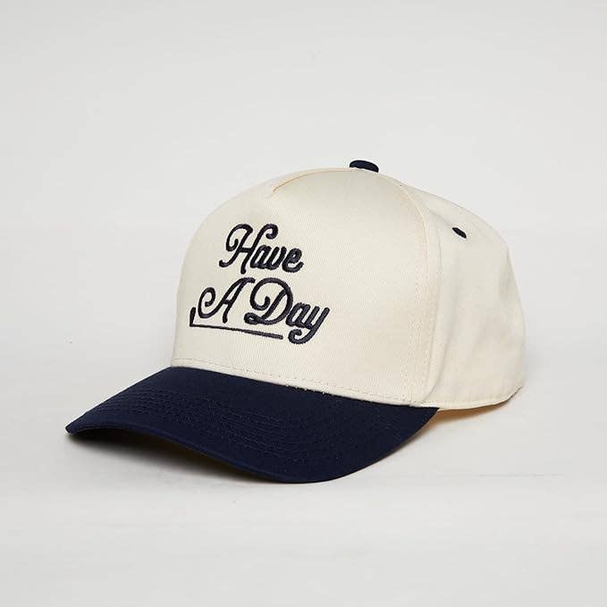 Funky Junque – wholesale Baseball cap – Unisex – 2-Tone Embroidered Cap - Have a Nice Day - Navy/Beige3