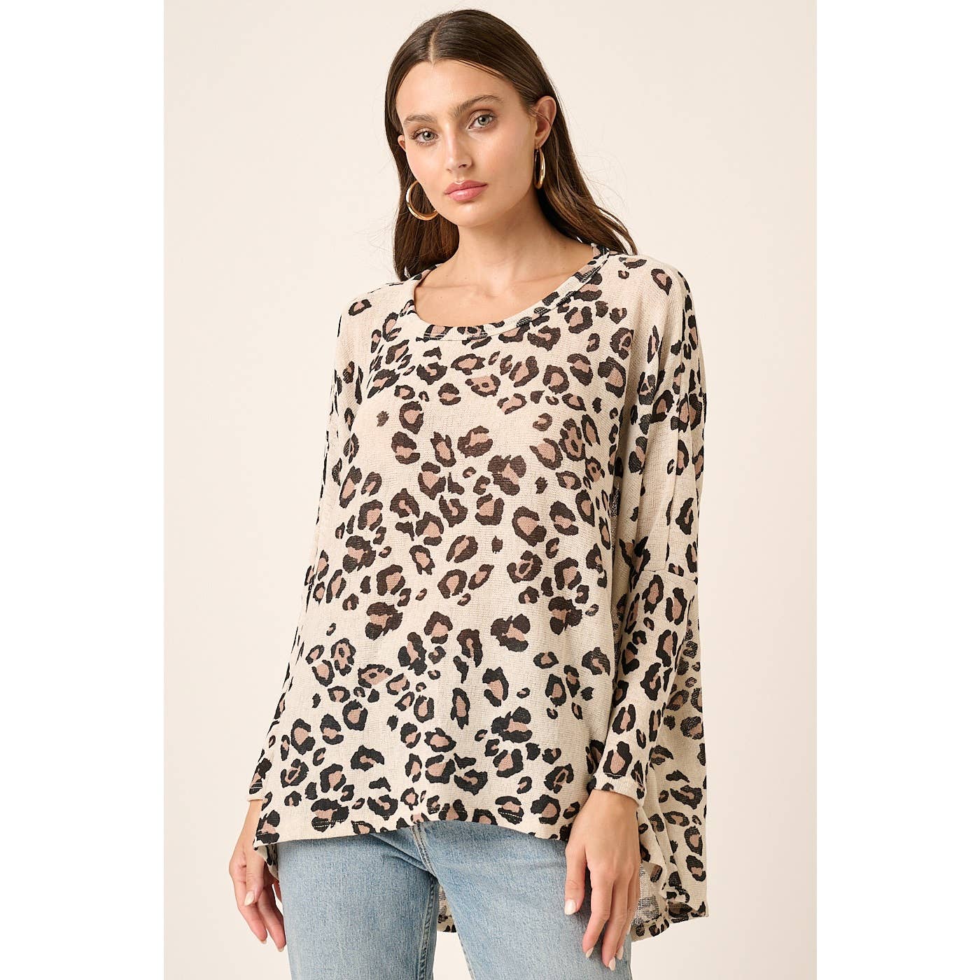 mittoshop - Wholesale Knit Top - Women's - T10261-LEOPARD PRINT RND NECK OVERSIZED KNIT TOP1