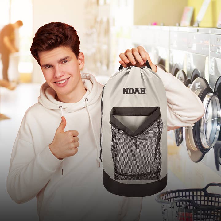 Gradzo – wholesale Laundry bag – Personalized Travel/ Dorm Laundry Backpack - White5