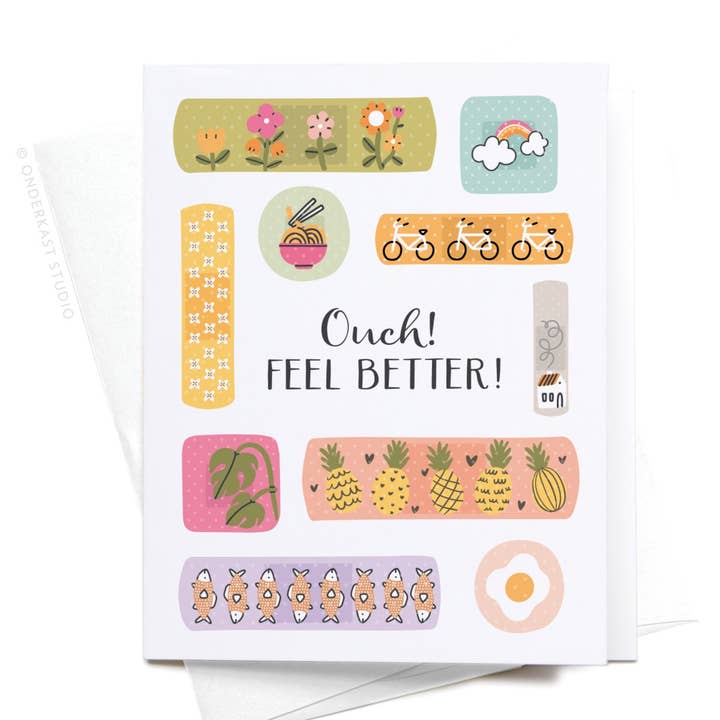 Onderkast Studio - Wholesale Get Well Card - Ouch! Feel Better Bandages Greeting Card