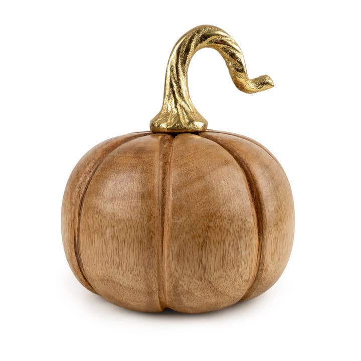Candlelight Products Ltd – wholesale Decorative tabletop object – Pumpkin Ornament - Mango Wood with Metal Stem 6PK