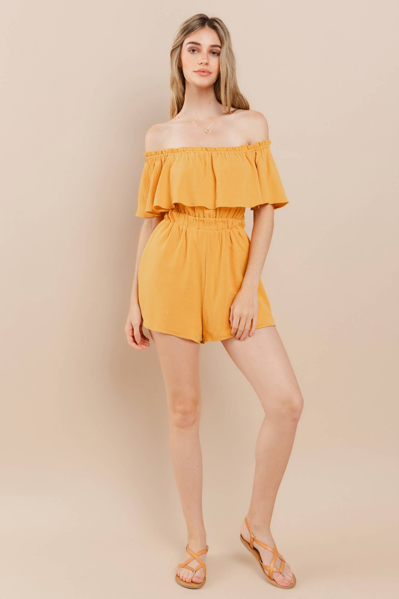 WISTERIA LANE – wholesale Romper – Women's – ON-OR-OFF SHOULDER SOLID CREPE ROMPER - 4350 WHITE12