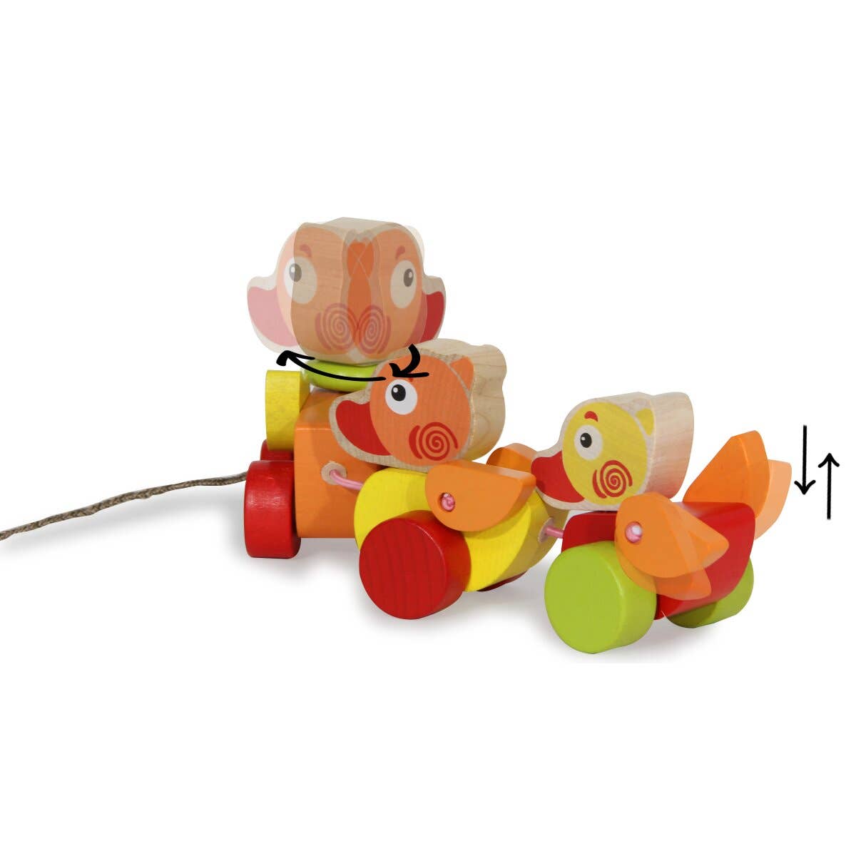 mhw24 - Wholesale Wood Toy - Kids - Kidiwood Pulling Duck Family Wooden Toy Set of 37