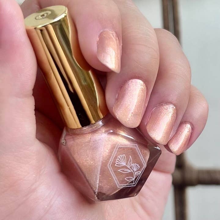 Palafoxia Beauty - Wholesale Nail Polish - Birthday Suit - Peachy Pink With Specks of Gold Nail Polish