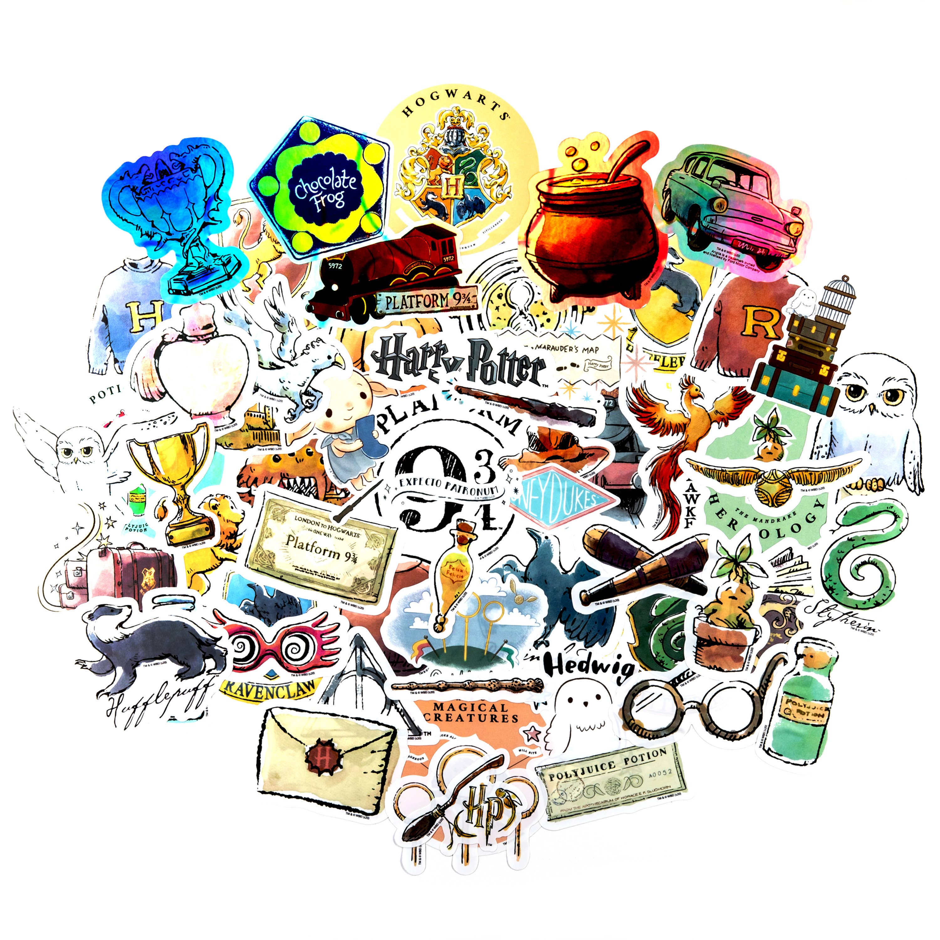 Conquest Journals - Wholesale Sticker - Harry Potter Watercolor Decals (60-Pack)1