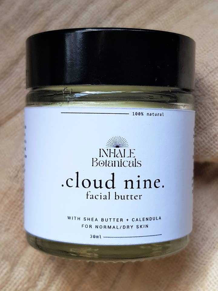 Cloud Nine Facial Butter for dry skin, 30ml glass jar for wholesale by Inhale Botanicals