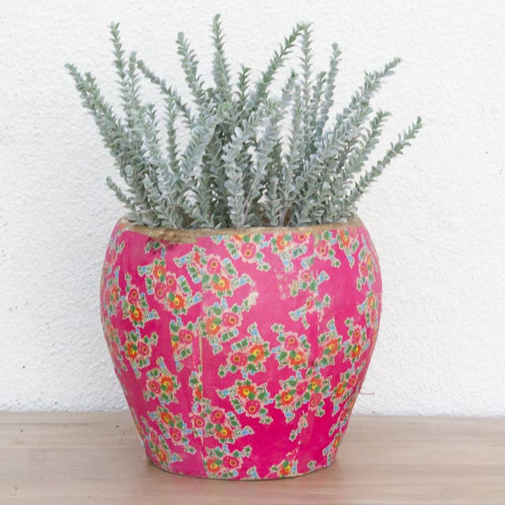 Pink Garden Mongolian Vintage Basket for wholesale by De-cor