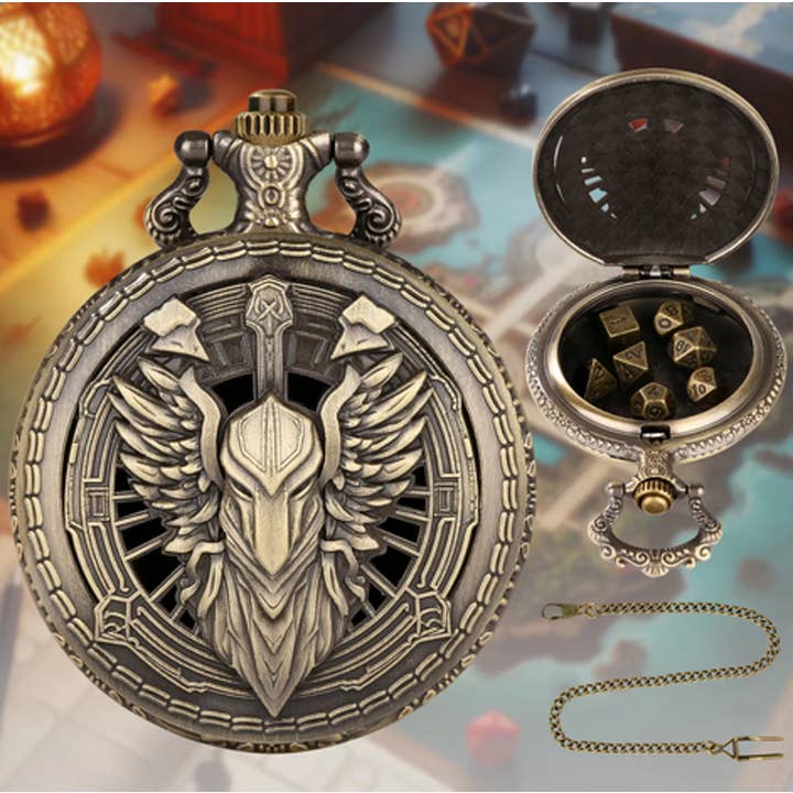 Tabletop Dominion Limited - Wholesale Pocket Watch - Unisex - Celestial Champion | Pocket Watch Case | Ancient Gold