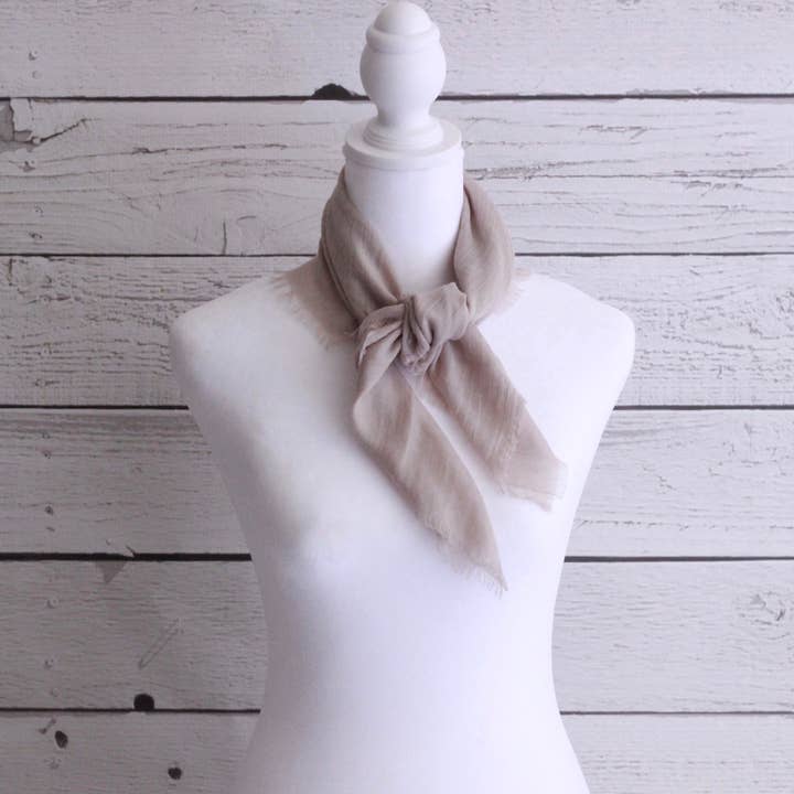 Apricot Ave - Wholesale Scarf - Women's - Flaxen -24"x 24" Bandanna Small Lightweight Square Scarf 3
