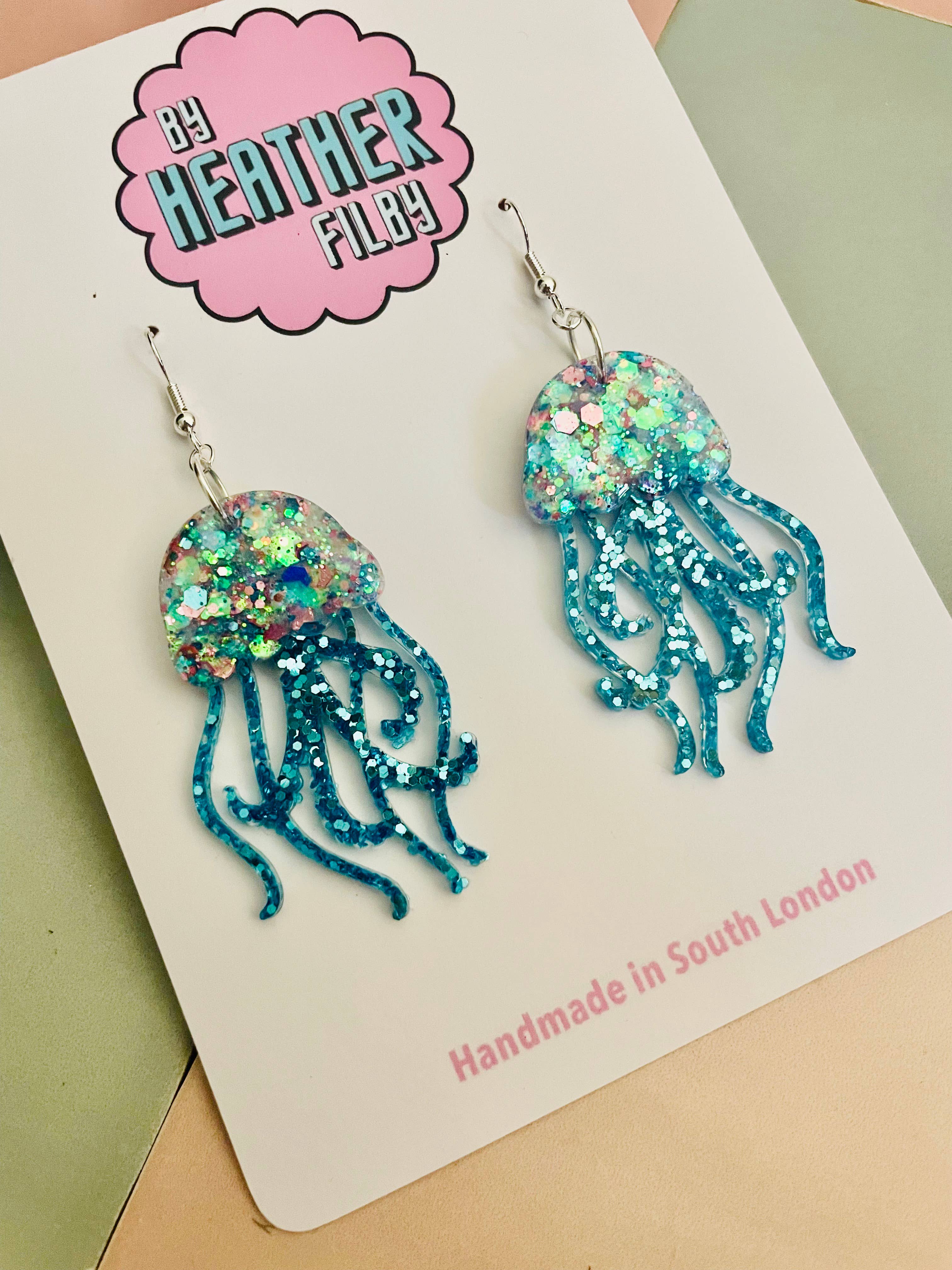 By Heather Filby - Wholesale Dangle Earrings - JellyFish Glitter Earrings (MORE COLOURS) - Best Seller14