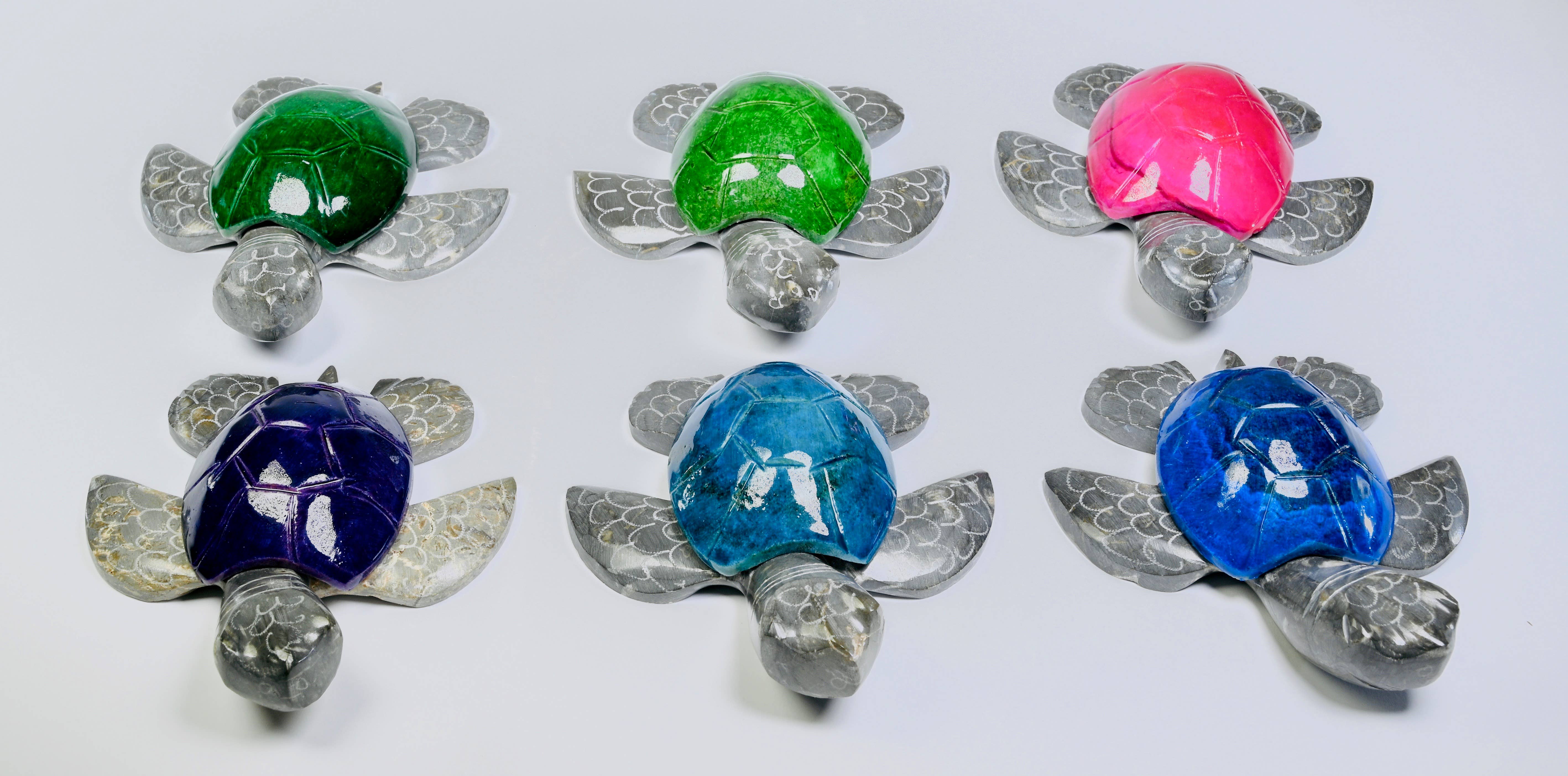 SS handcrafted Art – Großhandel Dekofigur – Marmorierte Schildkröten Bunt 3,5"