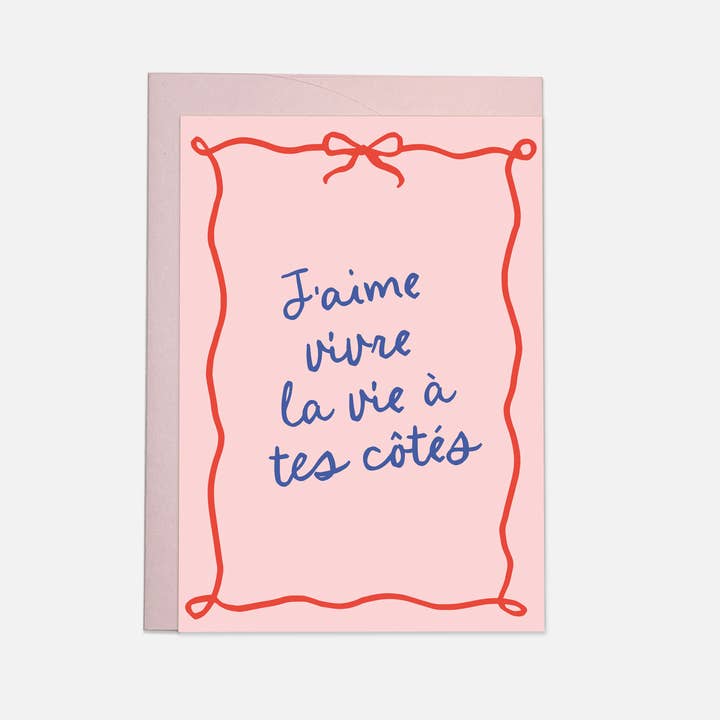 Carte de vœux « Life with you » (version ruban) (aussi en français) pour la vente par Kaart Blanche