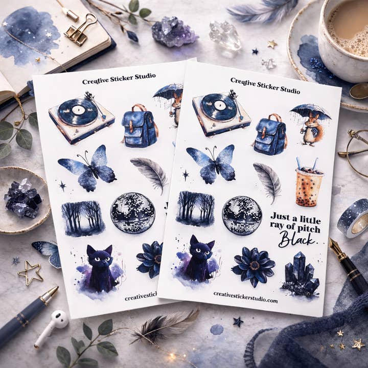 Sticker Sheet Set of 2 - Ray of Pitch Black for wholesale by Creative Sticker Studio