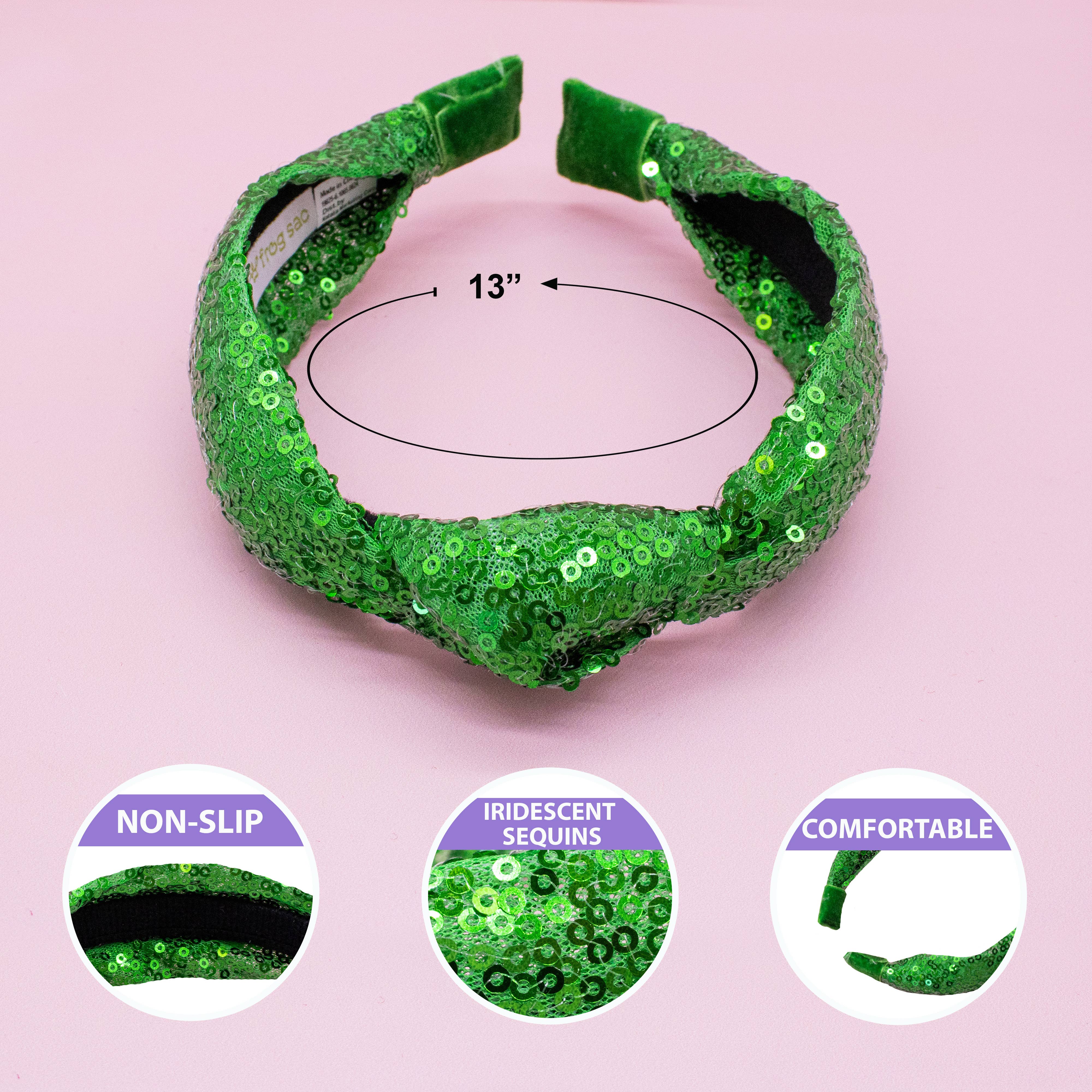 Frog Sac - Wholesale Fashion Headband - Kids - Sequin Knot Headband - Valentine's, Christmas, St. Patrick's18