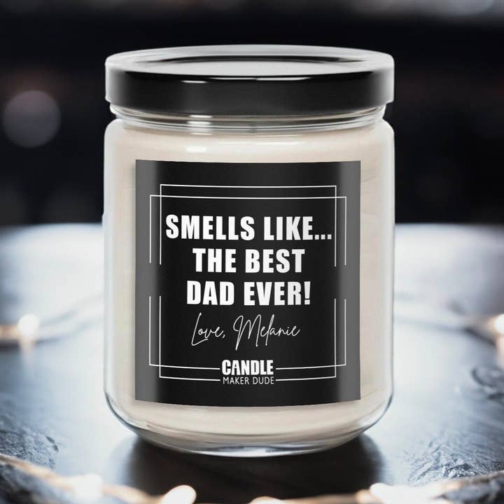 Personlig farsdagsljusgåva, luktar som den bästa pappan någonsin Roliga ljuspresentidéer för wholesale av Candle Maker Dude