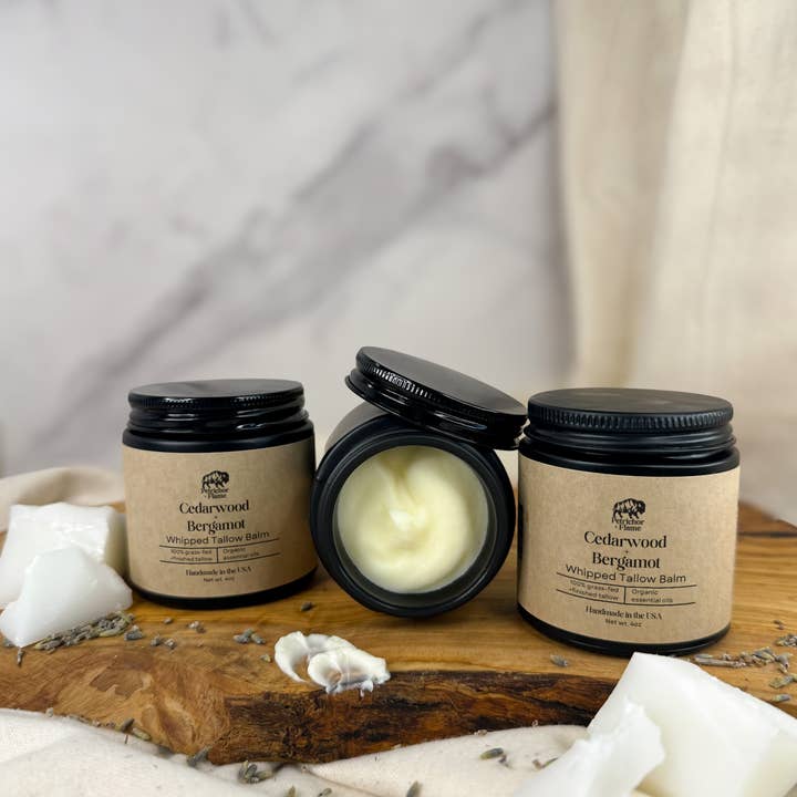 Whipped Tallow Balm (Cedarwood + Bergamot) for wholesale by Petrichor+Flame