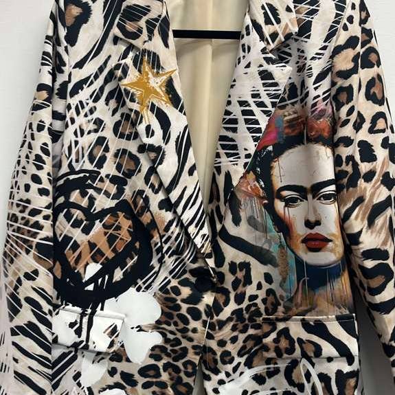 LUFR5 One Size Italiensk Leopard "FRIDA" Print Blazer LOOWIE for engroshandel hos LOOWIE