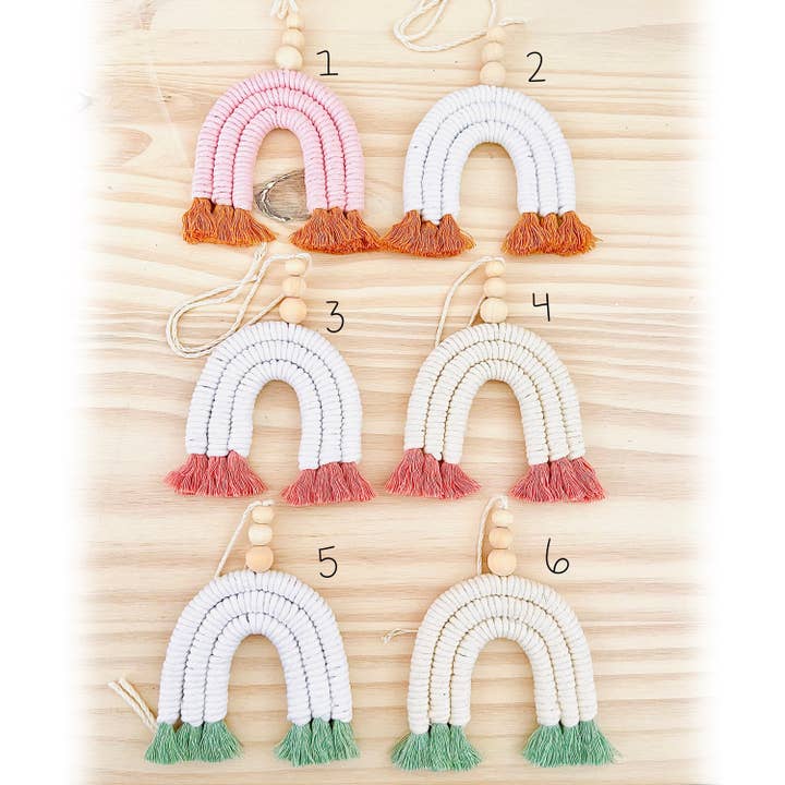 Macrame Rainbow Car Charm for wholesale by MarissaDDesigns