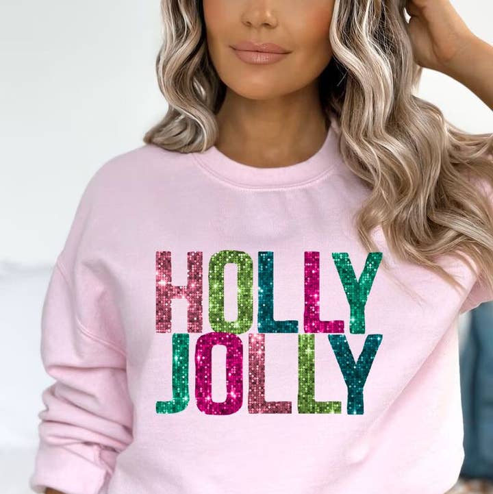 Nu Kustomz LLC - - Wholesale Graphic Sweatshirt - Women's - *HOLLY JOLLY* CHRISTMAS  CREWNECK SWEATSHIRT*  0
