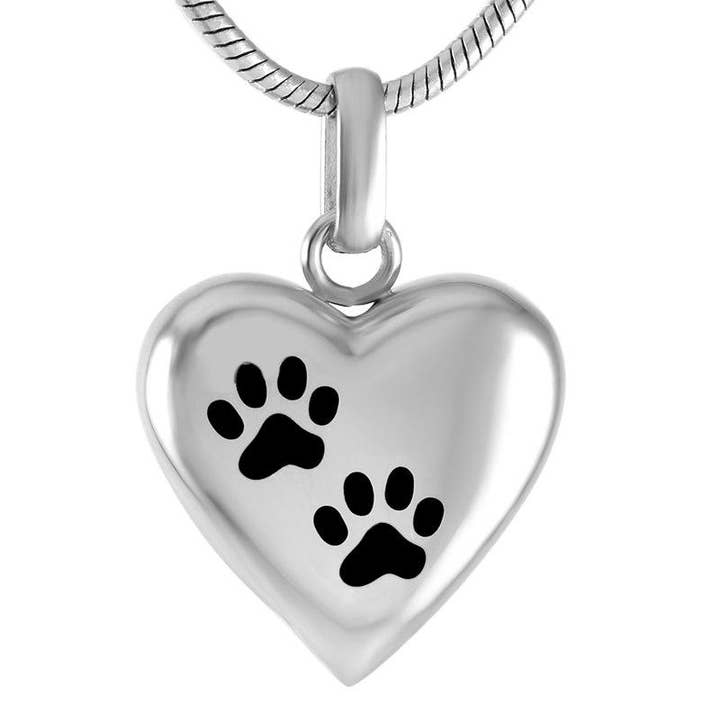 Collana a forma di urna per animali domestici a forma di cuore in argento per la vendita all'ingrosso da parte di Cherished Emblems