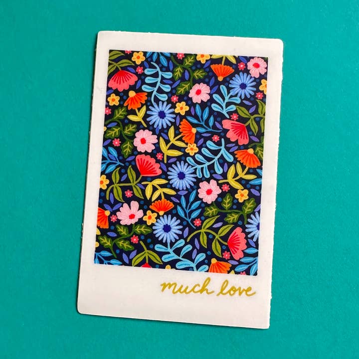 Autocollant Polaroid Much Love Flower pour la vente par Ellie Jean Art