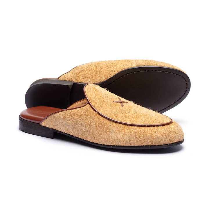 Tan Textured Suede Milano Mule for wholesale by Del Toro Shoes