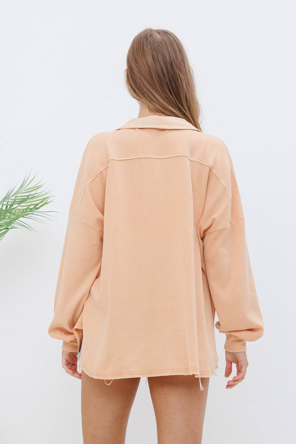 Blue B - Wholesale Shirt Jacket/Shacket - Women's - 31626J - Textured Knit Contrast Washed Frayed Button Jacket2