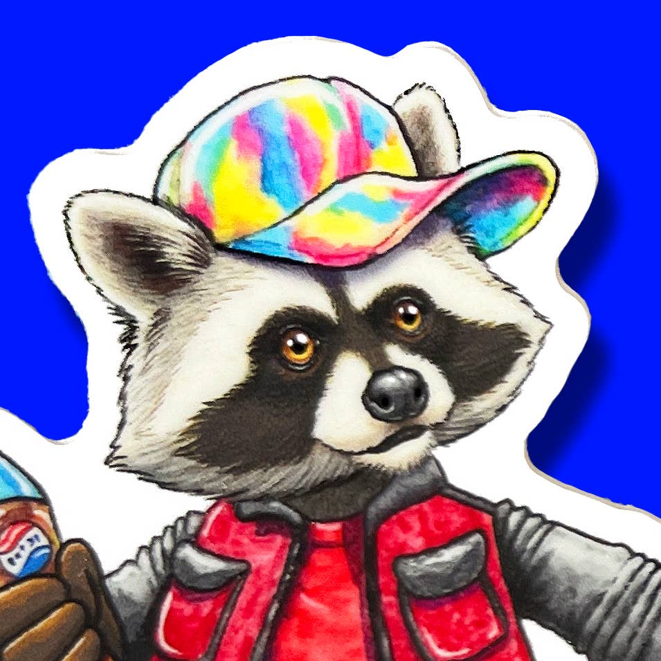 Ryan McCulloch Art - Wholesale Sticker - VINYL STICKER: 2015 Future Raccoon & Opossum on Hoverboard1