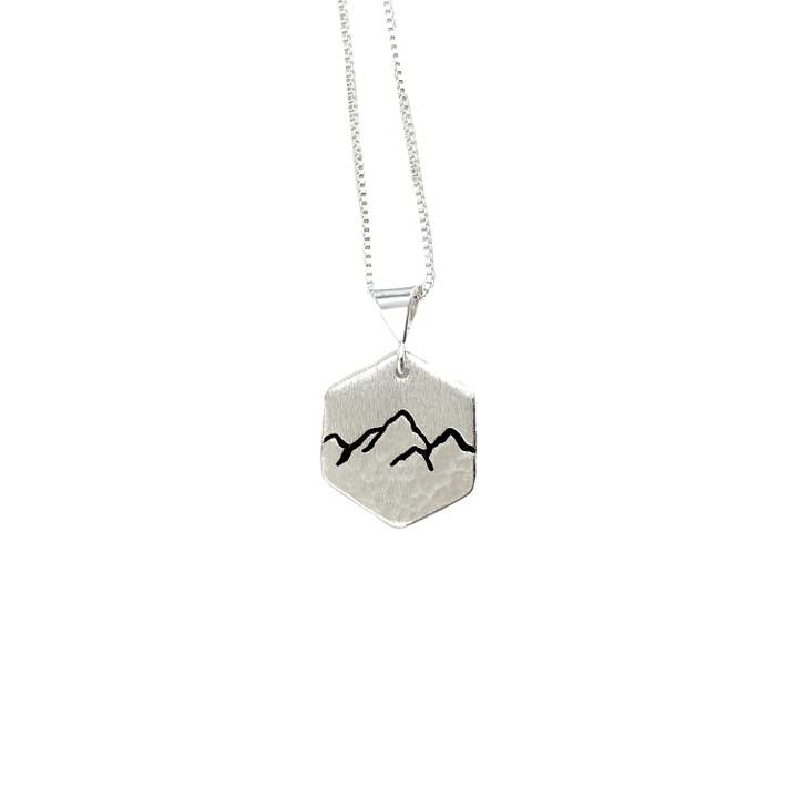 Sterling Silver Hexagon Mountain Necklace for wholesale by Alison Kelley Designs