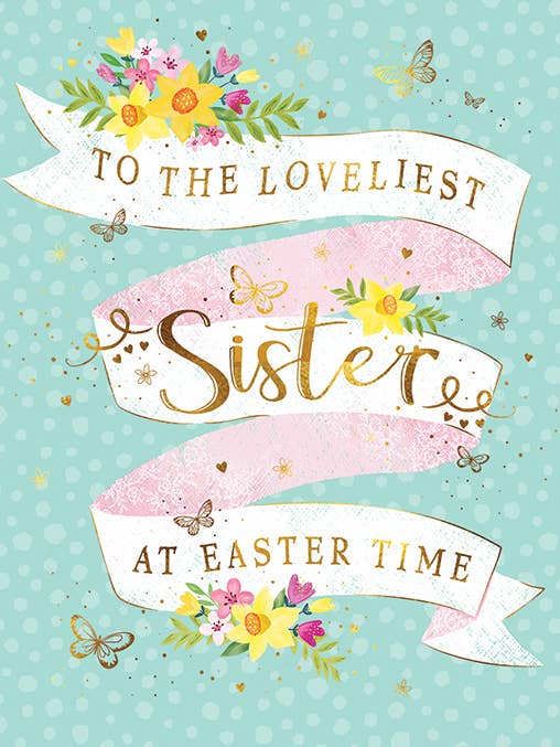 Osterkarte, Schwester, Banner für den Großhandel von Piccadilly Greetings