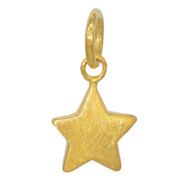 *Pendentif étoile 14 mm en argent 925 plaqué or brossé pour la vente par Janusch