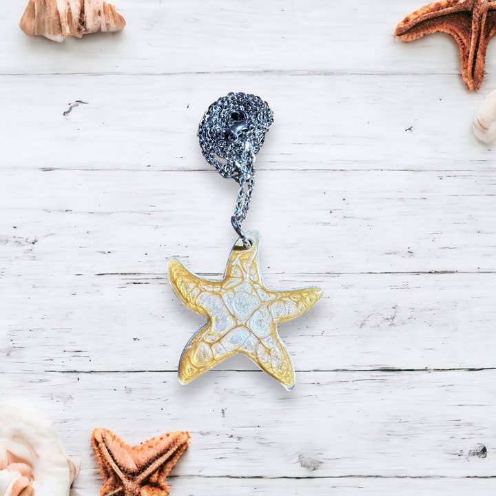 Collar con forma de estrella de mar pintado a mano para venta al por mayor de Three Dandelion Wishes