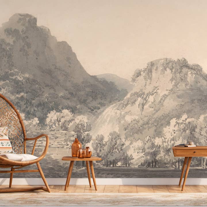 SimurgWallArts - Wholesale Wallpaper - Vintage Landscape Wallpaper: Soft-Toned Panoramic Wall Mural3