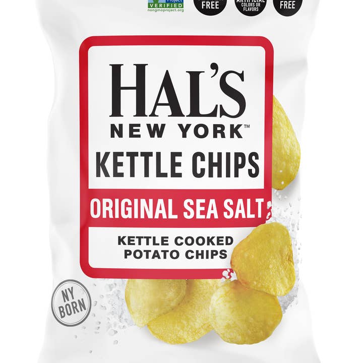 Hal's New York - Wholesale Chips - Hal's New York Kettle Chips Sea Salt 1oz Single Serve Bag