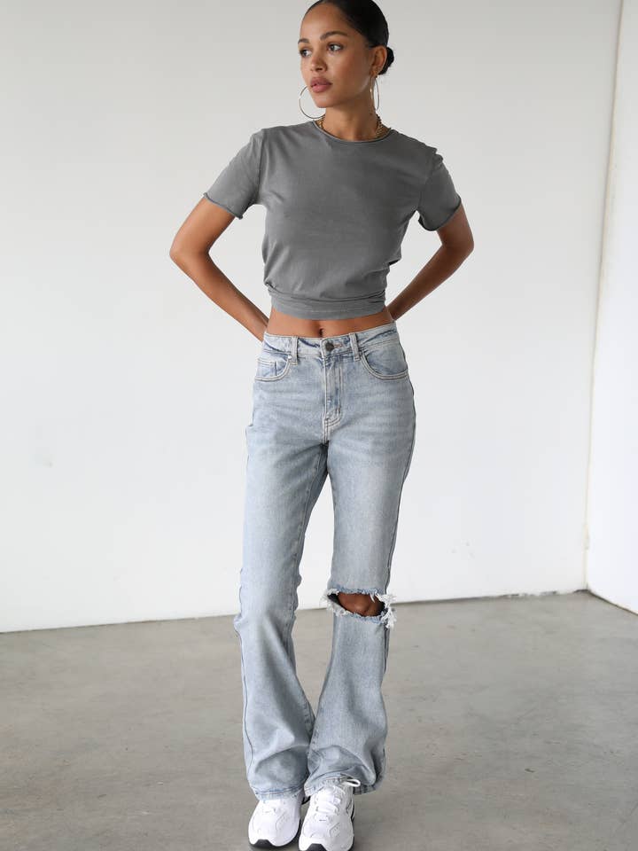 Vaqueros vaqueros de talle alto con pernera acampanada-7101 para venta al por mayor de DOGMA