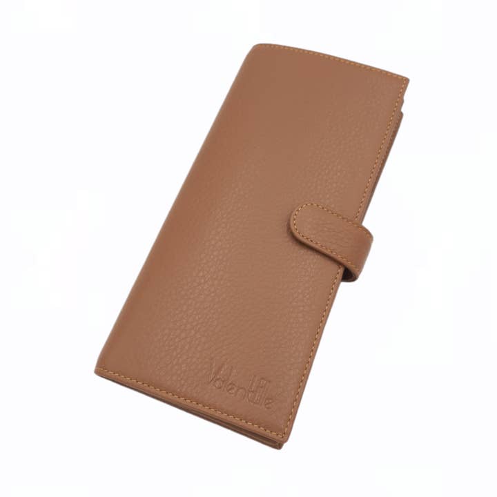 Portefeuille marron en cuir véritable avec multiples emplacements pour cartes pour la vente par AND-selects Artisan Elegance