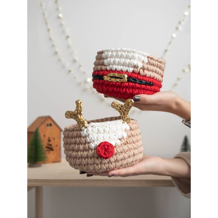 Knitted Christmas Deer And Santa Baskets and other Purchase Wholesale super yarn for arm knitting. Free Returns & Net 60 Terms on Faire trending on Faire.